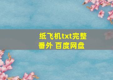 纸飞机txt完整 番外 百度网盘